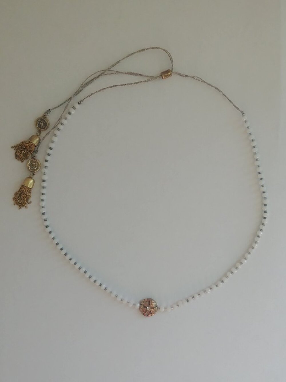 Spartina 449 mixed metal silver yellow rose gold white bead necklace starfish